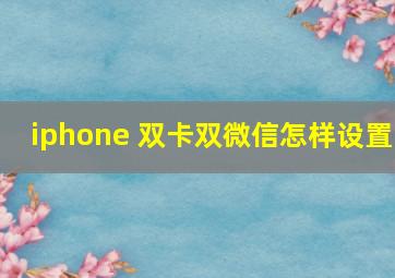 iphone 双卡双微信怎样设置